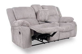 Amarante Reclining Loveseat with Console in Fog