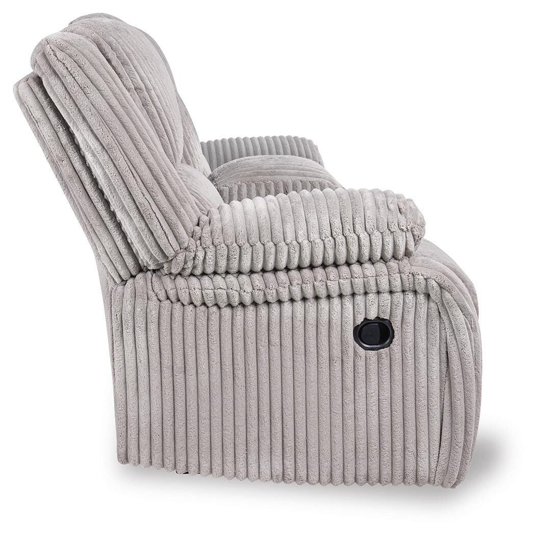 Amarante Reclining Loveseat with Console in Fog