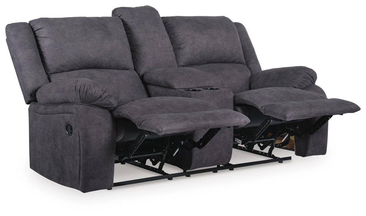 Amarante Reclining Loveseat with Console in Slate