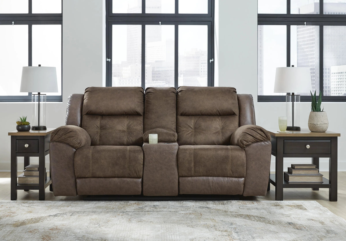 Thornbury Cross Glider Reclining Loveseat with Console