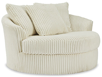 Bawley Oversized Swivel Accent Chair in Ivory