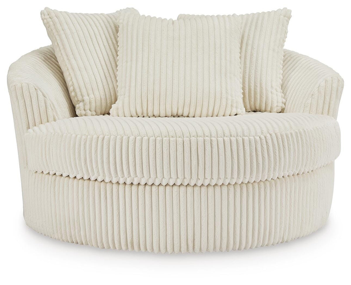 Bawley Oversized Swivel Accent Chair in Ivory