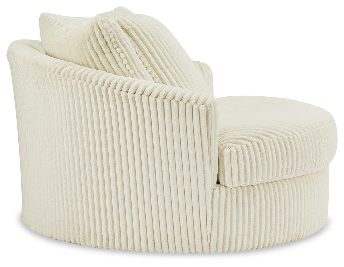 Bawley Oversized Swivel Accent Chair in Ivory