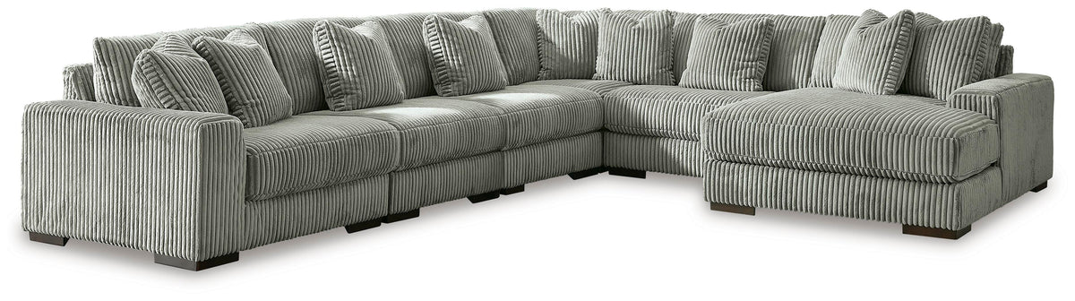 Bawley 6-Piece Sectional with Chaise in Fog Velvet