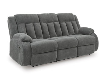 Thornbury Vale Power Reclining Sofa with Drop Down Table in Steel