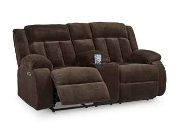 Thornbury Vale Power Reclining Loveseat with Console in Chocolate