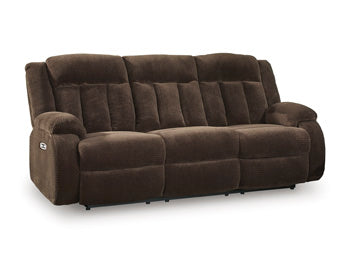 Thornbury Vale Power Reclining Sofa with Drop Down Table in Chocolate