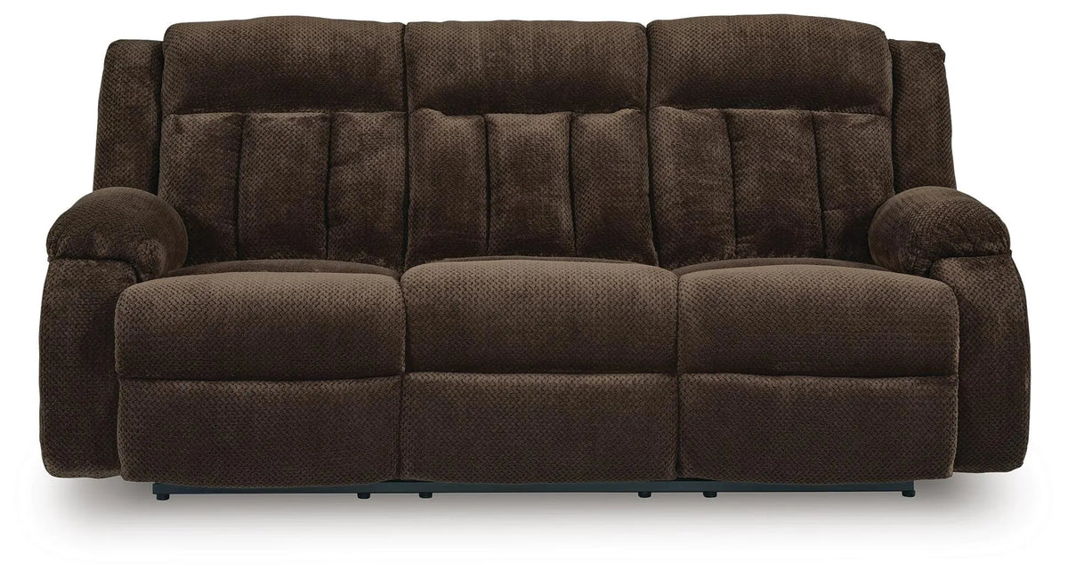 Thornbury Vale Power Reclining Sofa with Drop Down Table in Chocolate