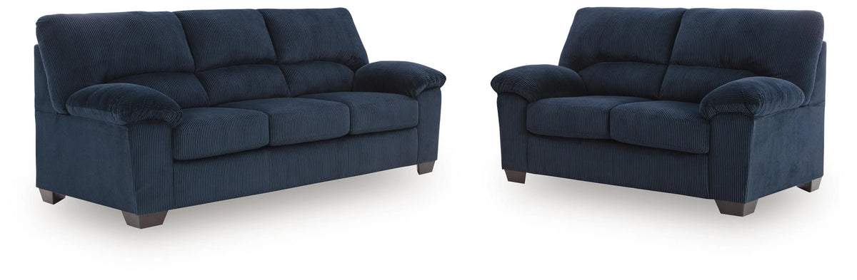 Harlan Sofa and Loveseat in Navy