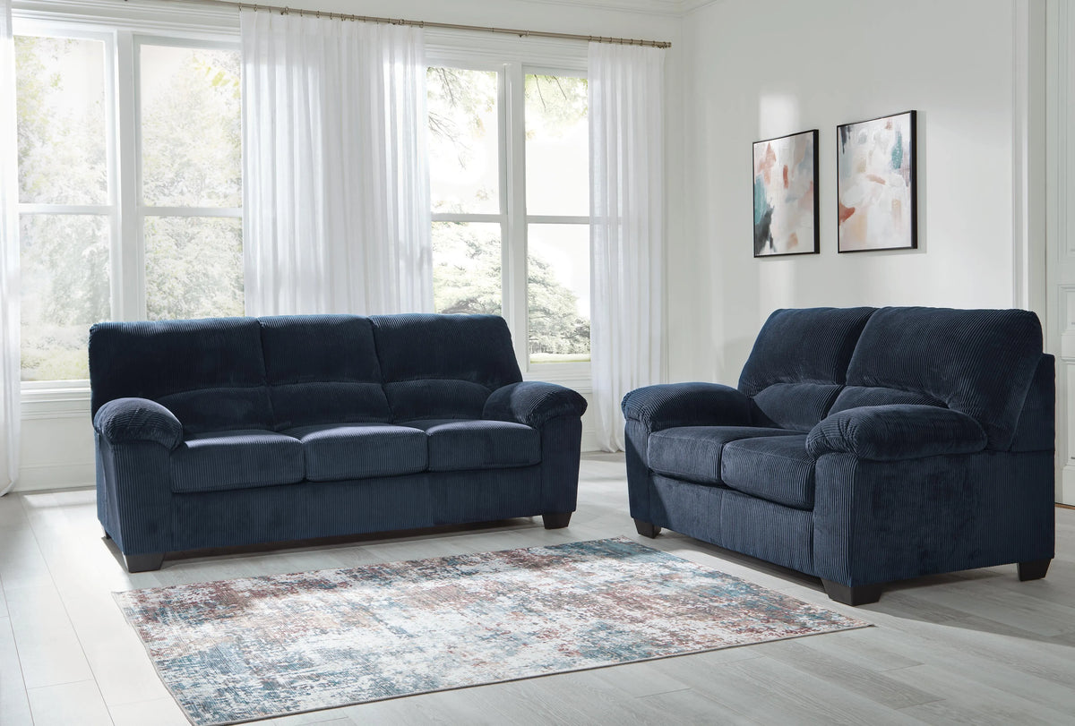 Harlan Sofa and Loveseat in Navy