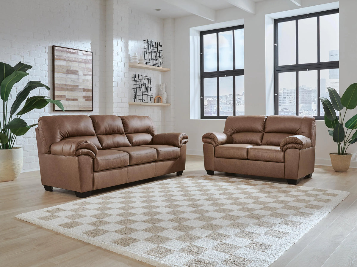 Denning Sofa and Loveseat in Caramel