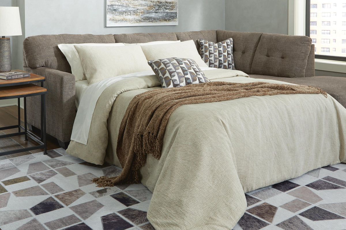 Kellan 2-Piece Sleeper Sectional with Chaise in Chocolate II