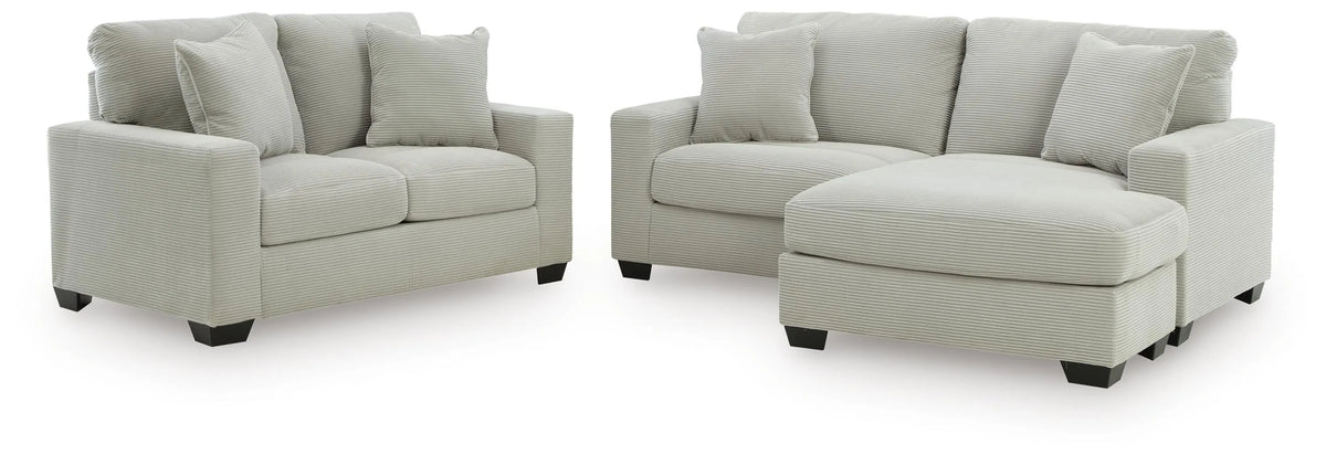Solene Sofa Chaise and Loveseat in Smoke