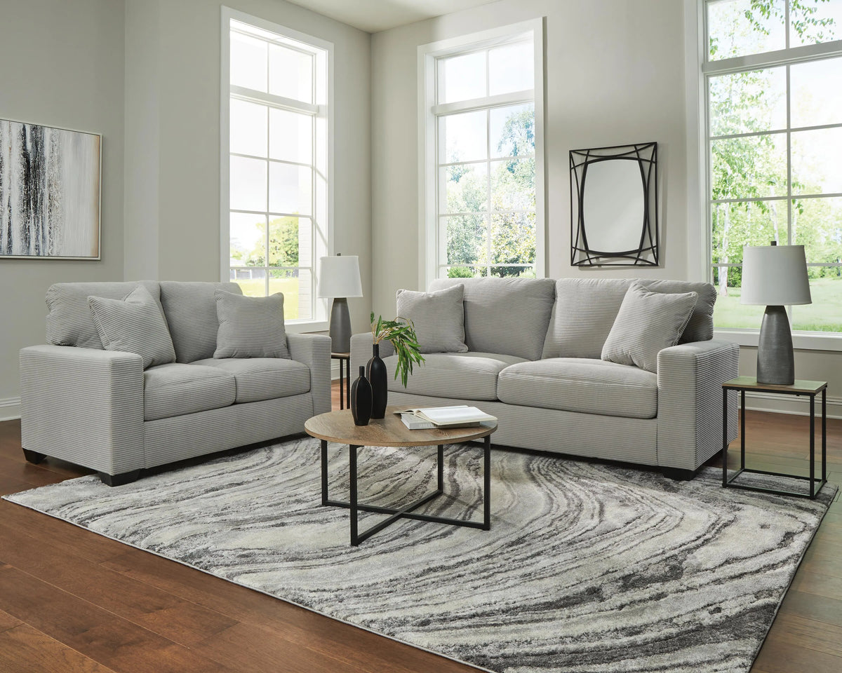 Solene Sofa and Loveseat in Smoke