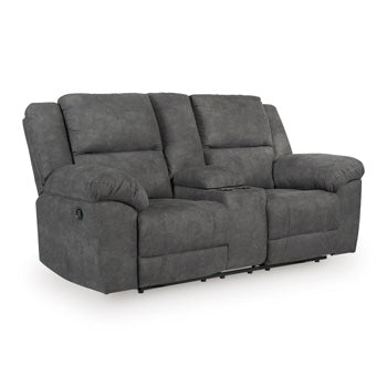 Kelso Reclining Loveseat with Console in Slate