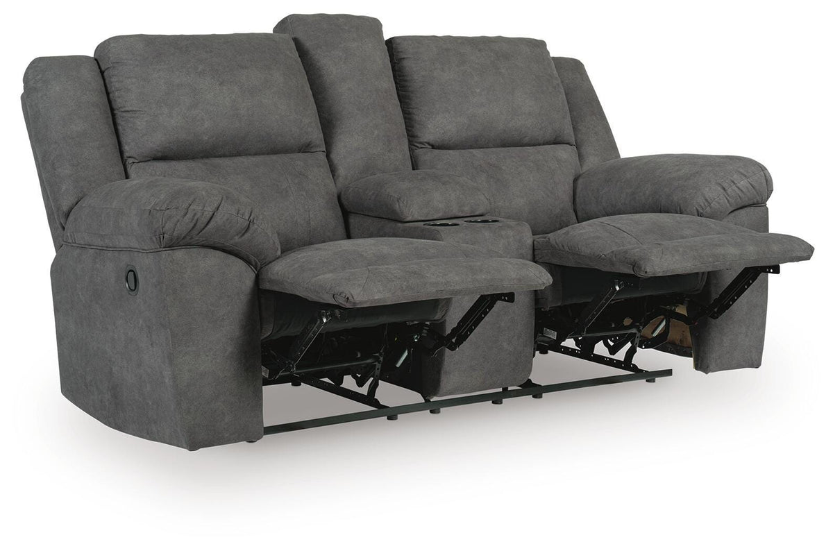 Kelso Reclining Loveseat with Console in Slate
