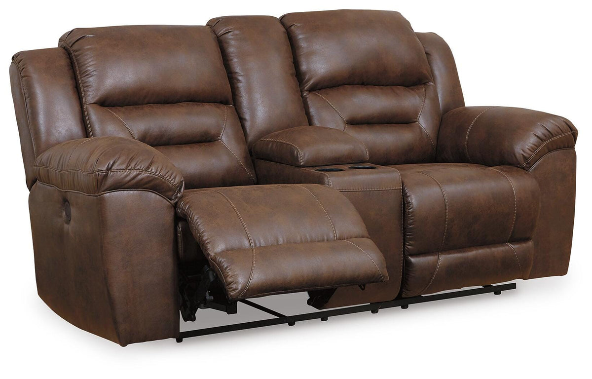 Hawthorne Power Reclining Loveseat with Console in Chocolate