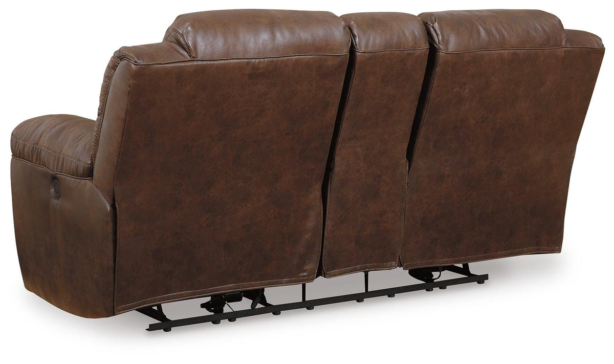 Hawthorne Power Reclining Loveseat with Console in Chocolate