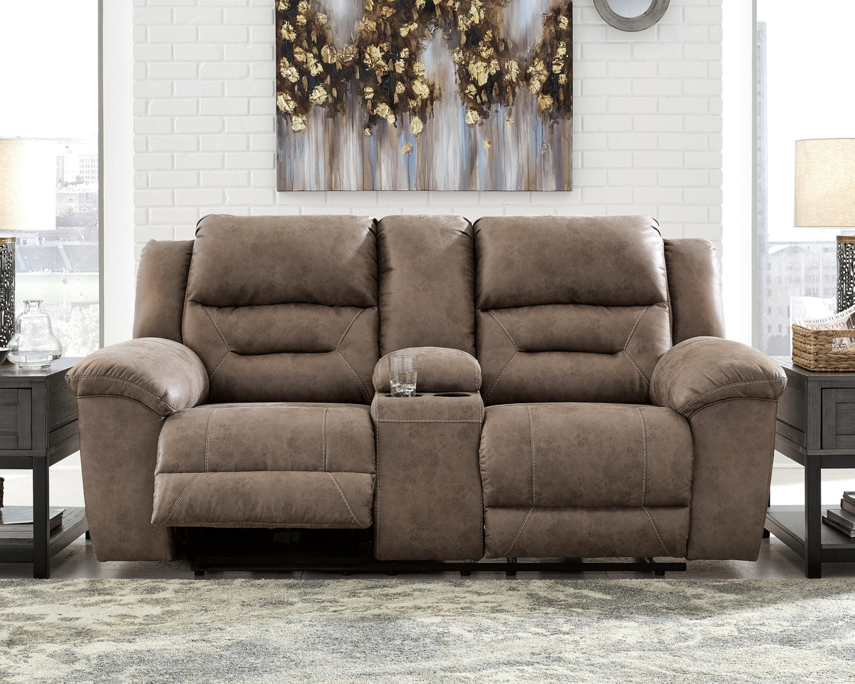 Hawthorne Reclining Loveseat with Console in Fossil