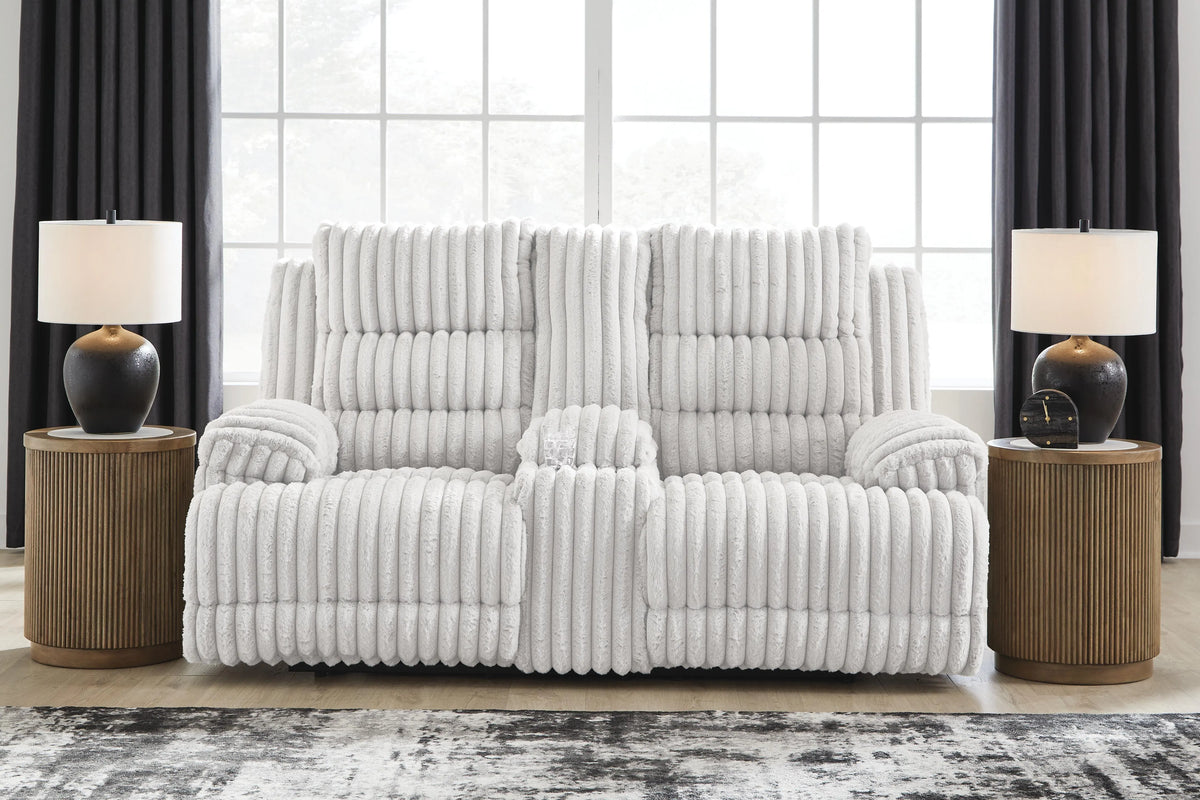 Vantage Power Reclining Loveseat with Console in Alloy