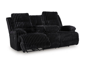 Vantage Power Reclining Sofa with Drop Down Table in Onyx