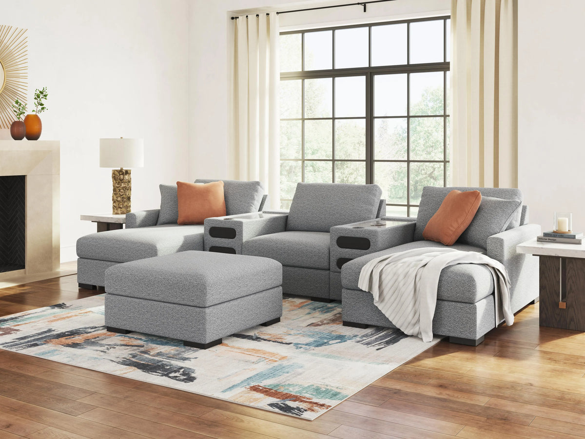 Tallow 5-Piece Sectional and Ottoman in Salt and Pepper II