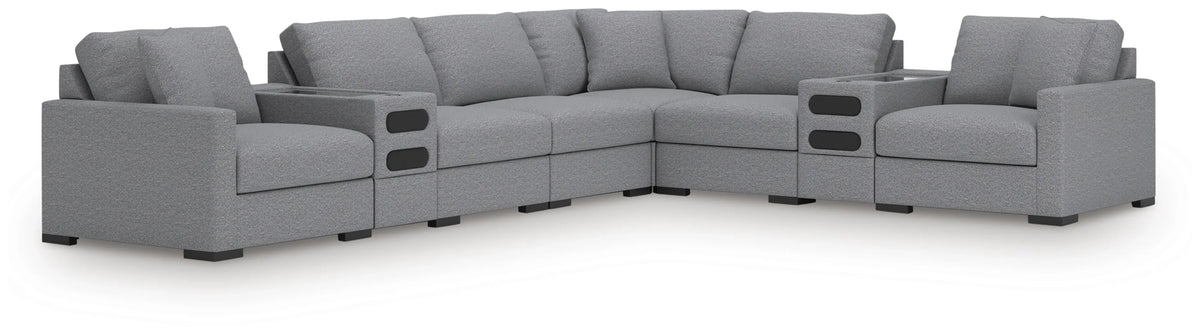 Tallow 8-Piece Sectional with Audio Consoles in Salt and Pepper