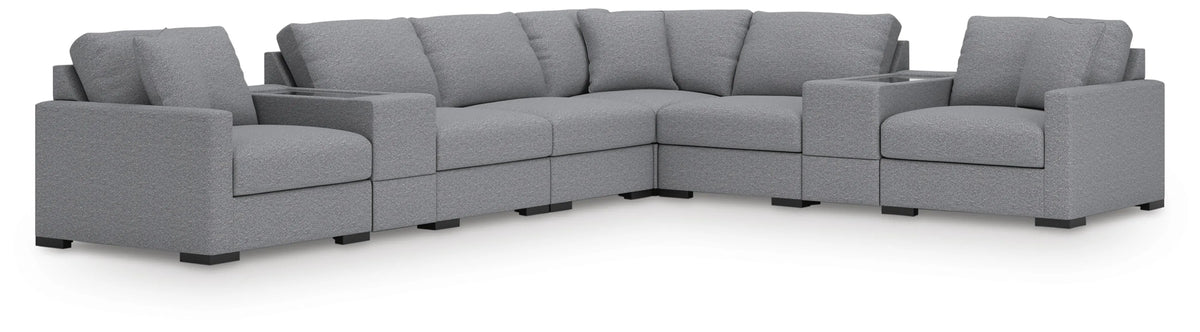 Tallow 8-Piece Sectional with Storage Consoles in Salt and Pepper