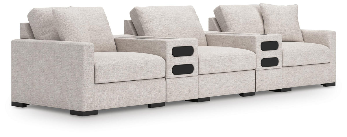 Tallow 5-Piece Sectional with Audio Consoles in Stone