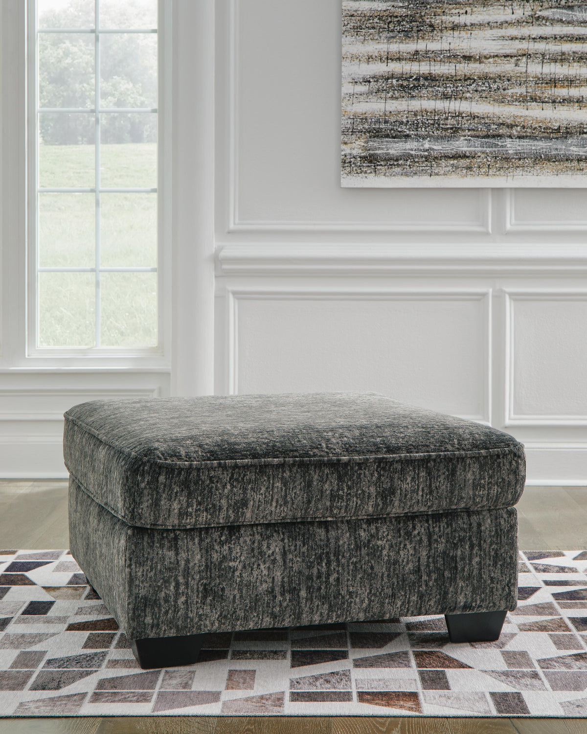 Torin Oversized Accent Ottoman in Gunmetal
