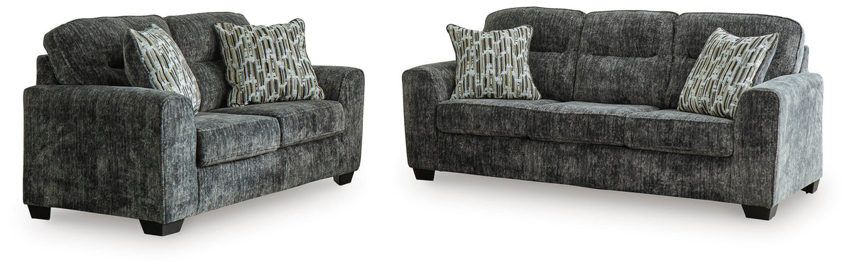 Torin Sofa and Loveseat in Gunmetal