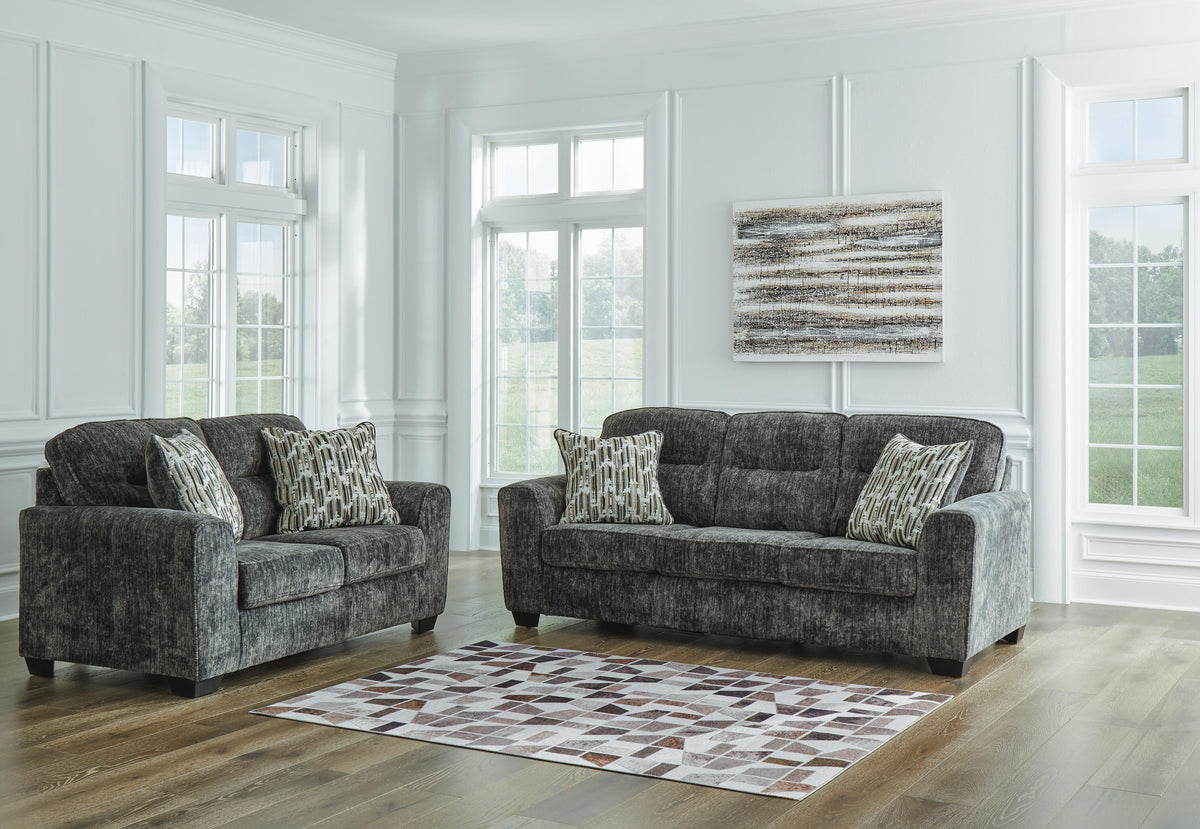 Torin Sofa and Loveseat in Gunmetal