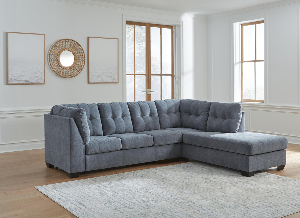 Quinn 2-Piece Sectional with Chaise in Denim
