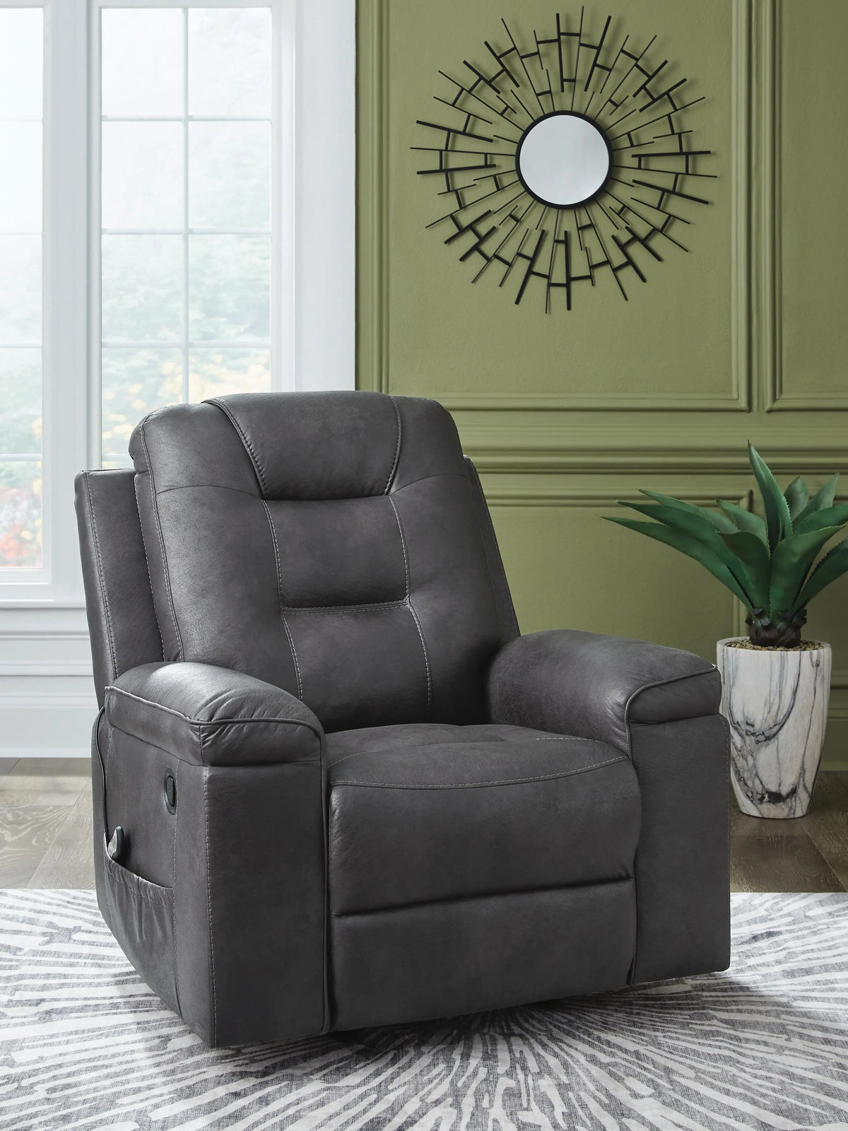 Harper Cross Recliner in Granite