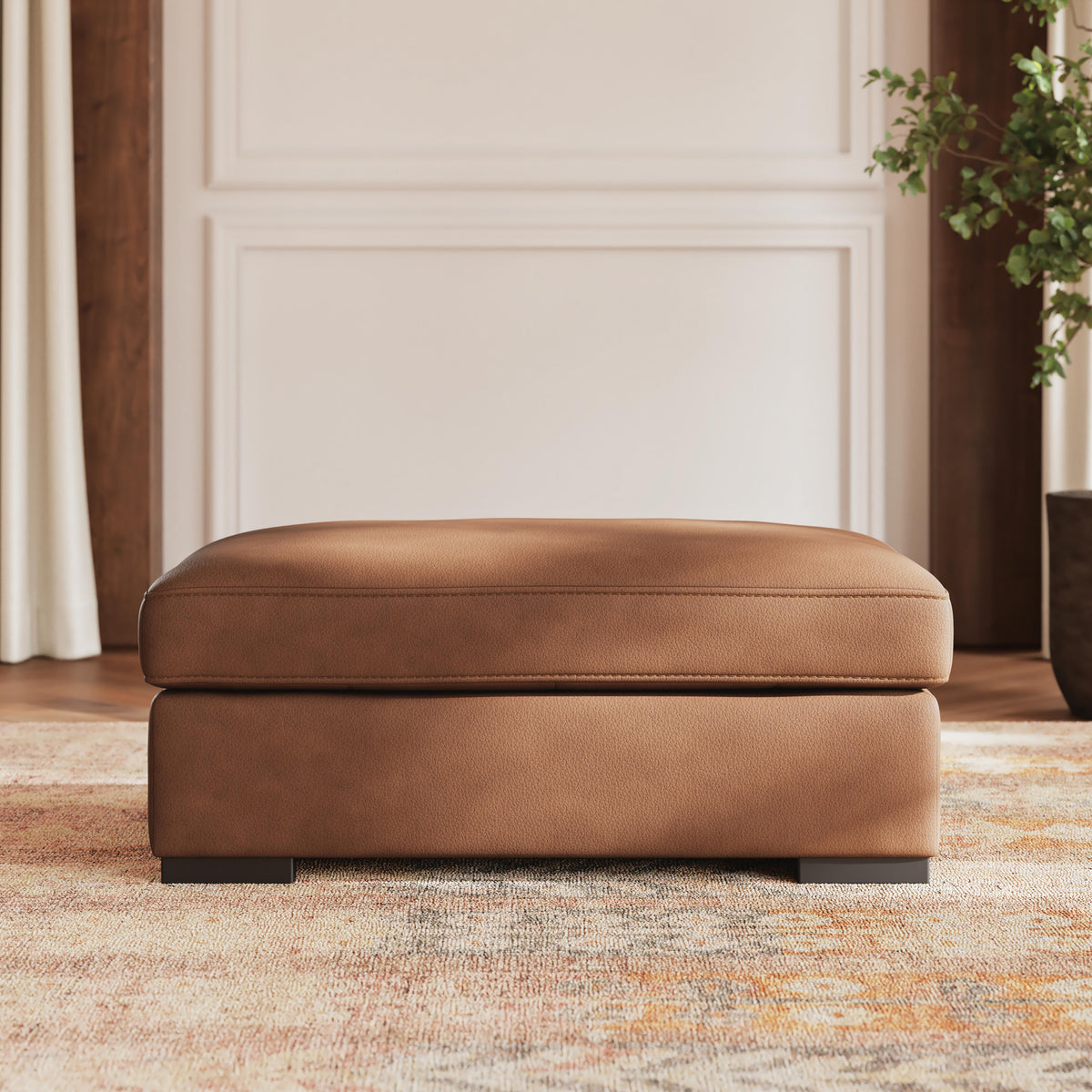 Auvelle Ottoman in Caramel