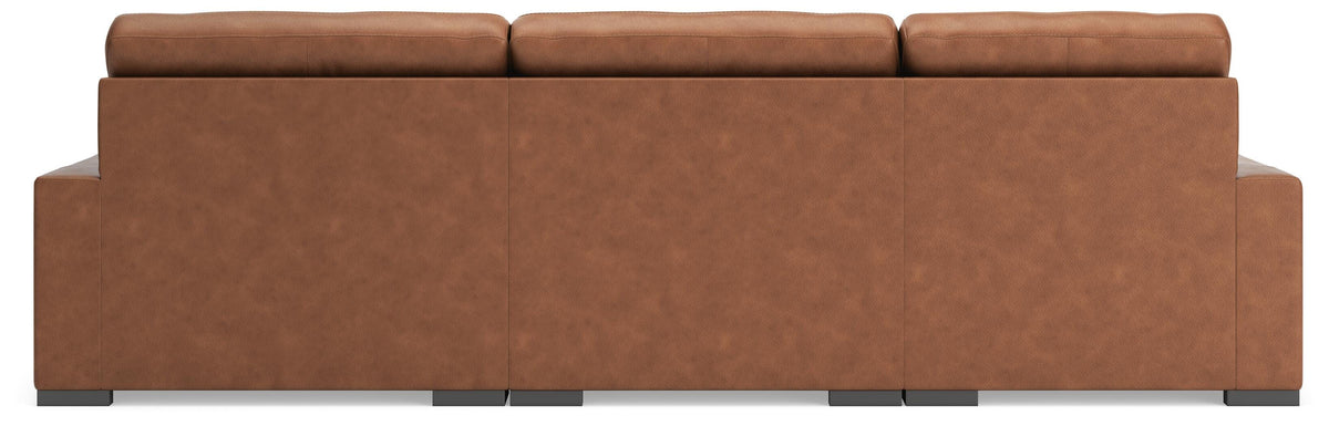 Auvelle 3-Piece Sectional with Chaise in Caramel