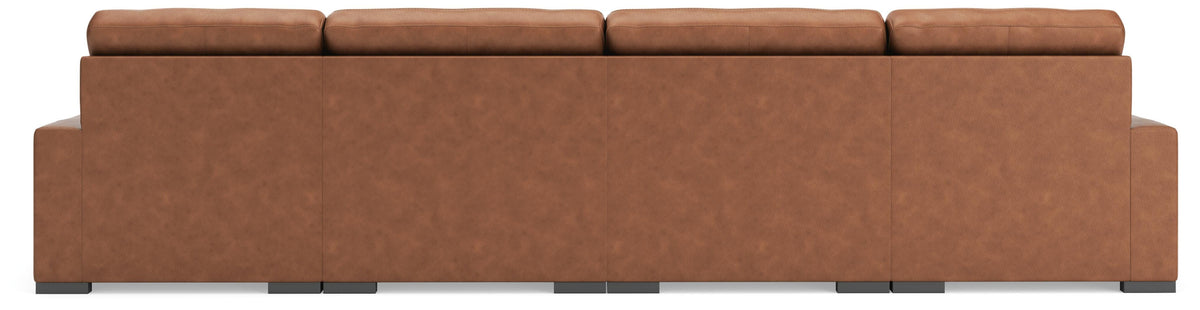 Auvelle 4-Piece Sectional with Double Chaise in Caramel