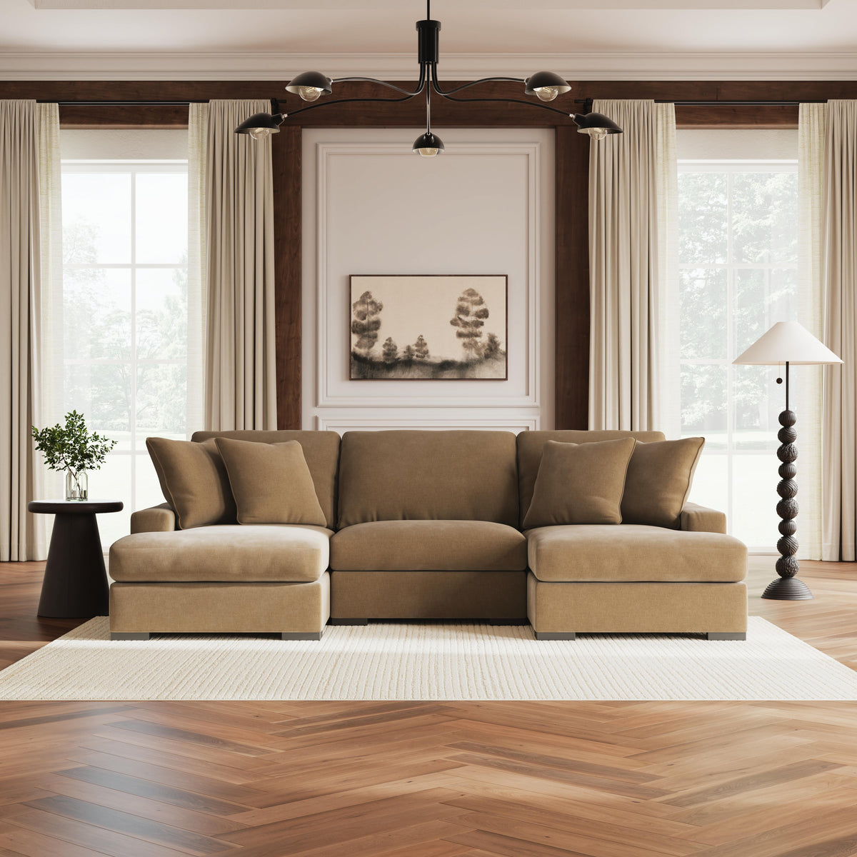 Auvelle 3-Piece Sectional with Double Chaise in Sable