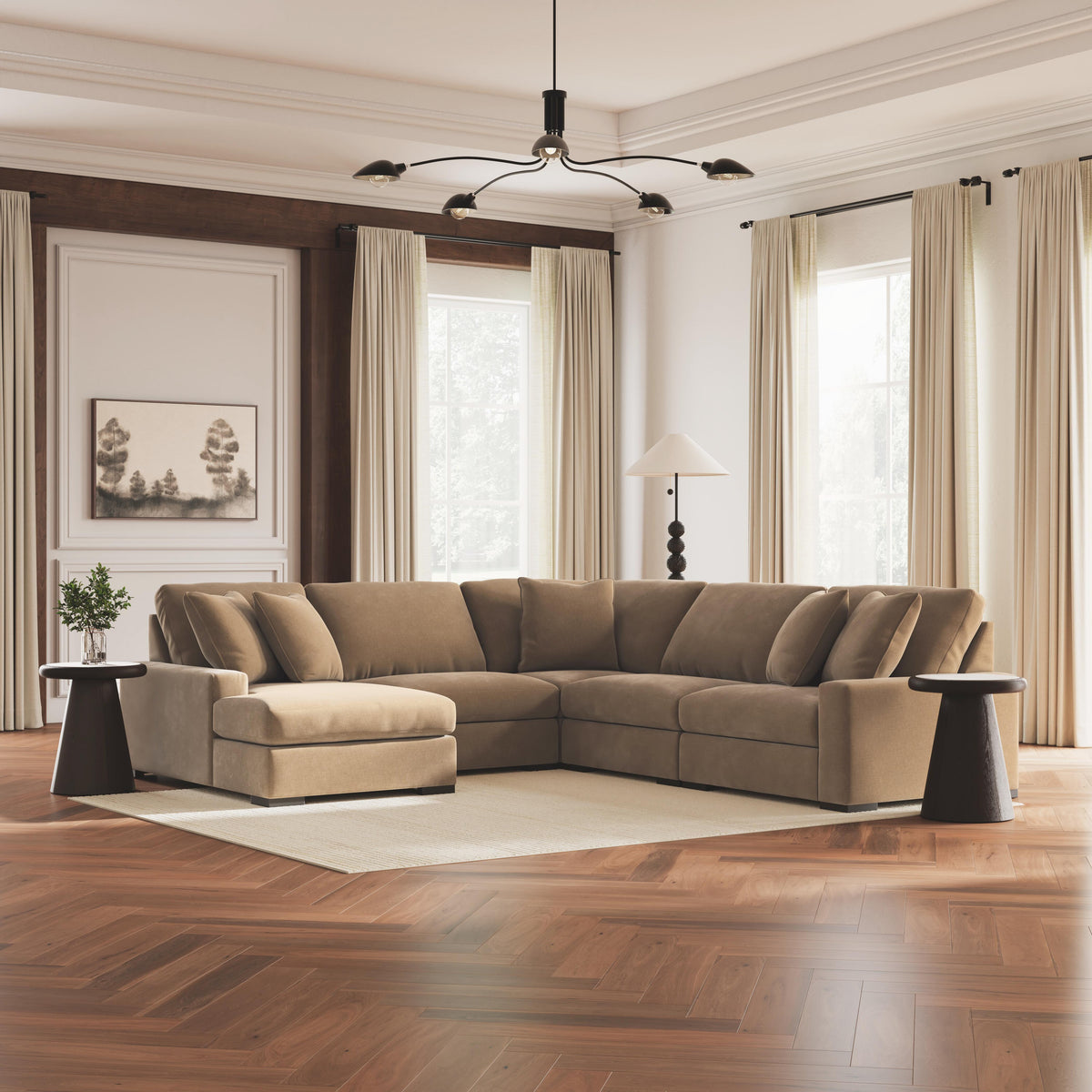 Auvelle 5-Piece Sectional with Chaise in Sable