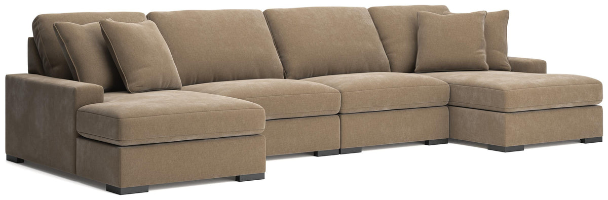 Auvelle 4-Piece Sectional with Double Chaise in Sable