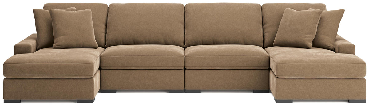 Auvelle 4-Piece Sectional with Double Chaise in Sable