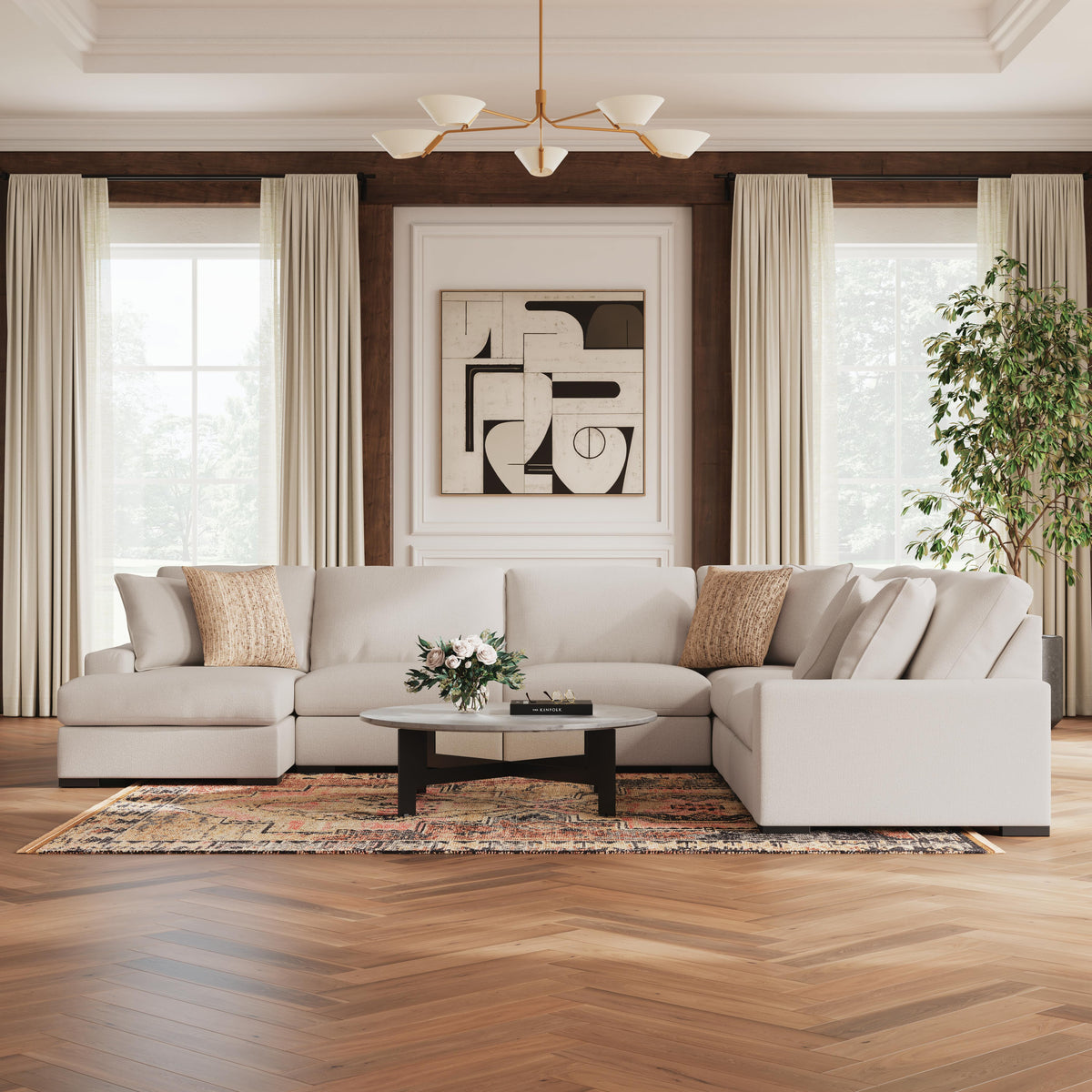Auvelle 6-Piece Sectional with Chaise in Oyster II