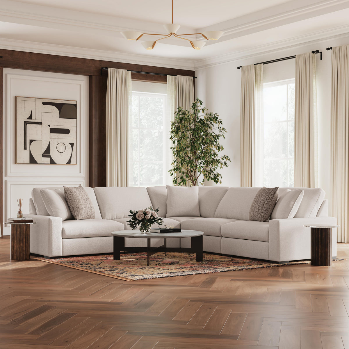 Auvelle 5-Piece Sectional in Oyster