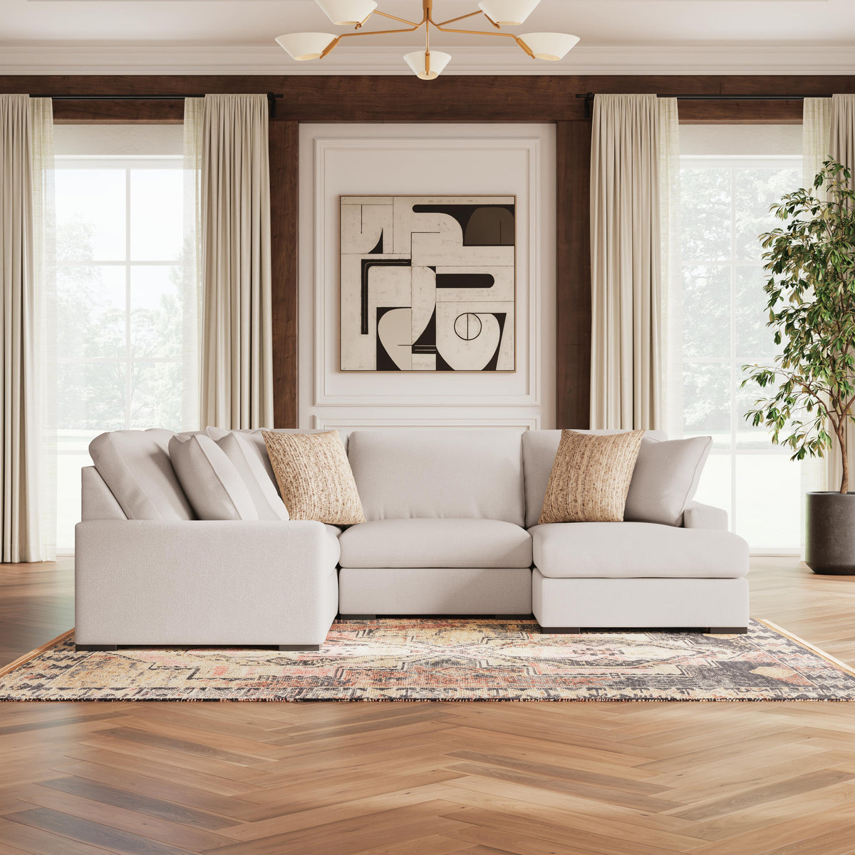 Auvelle 4-Piece Sectional with Chaise in Oyster