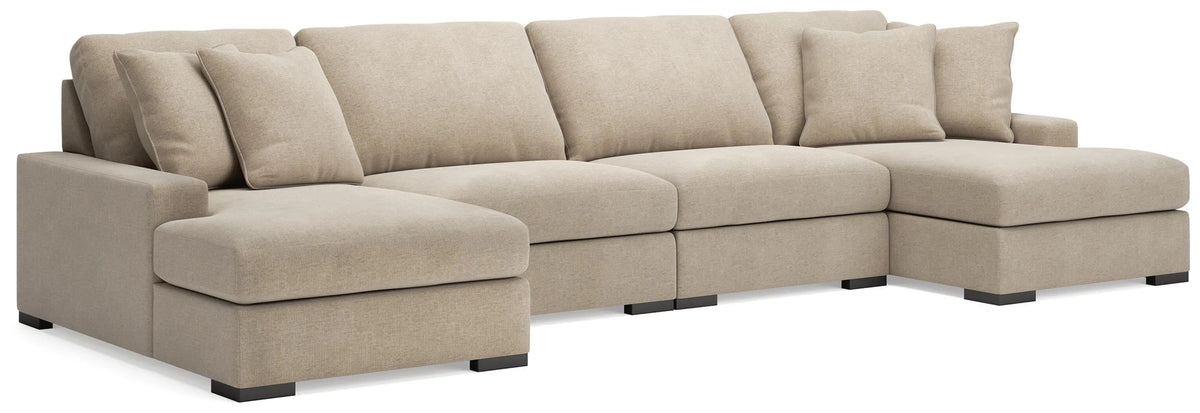 Auvelle 4-Piece Sectional with Double Chaise in Oatmeal