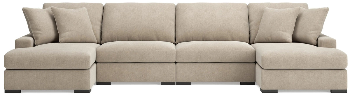 Auvelle 4-Piece Sectional with Double Chaise in Oatmeal