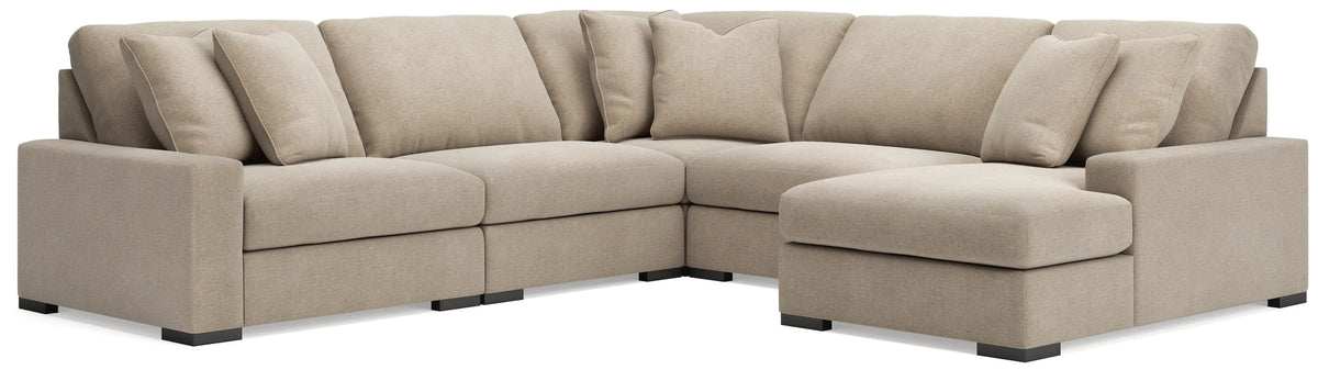 Auvelle 5-Piece Sectional with Chaise in Oatmeal II