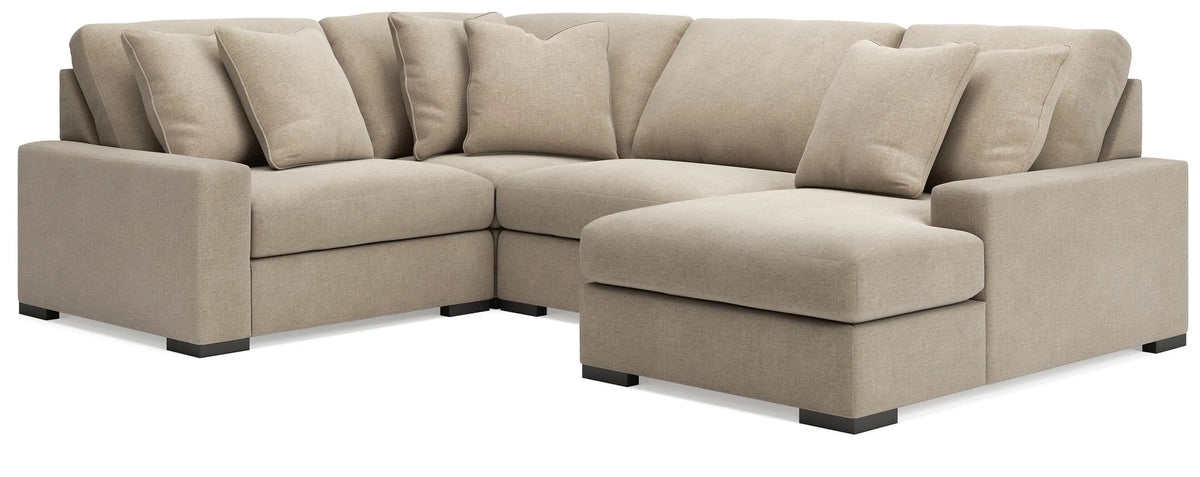 Auvelle 4-Piece Sectional with Chaise in Oatmeal II