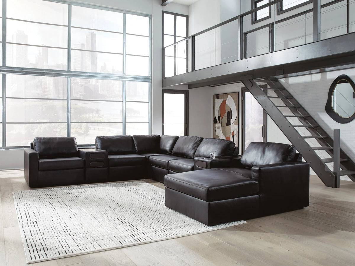 Kade 8-Piece Sectional with Chaise and Audio Consoles