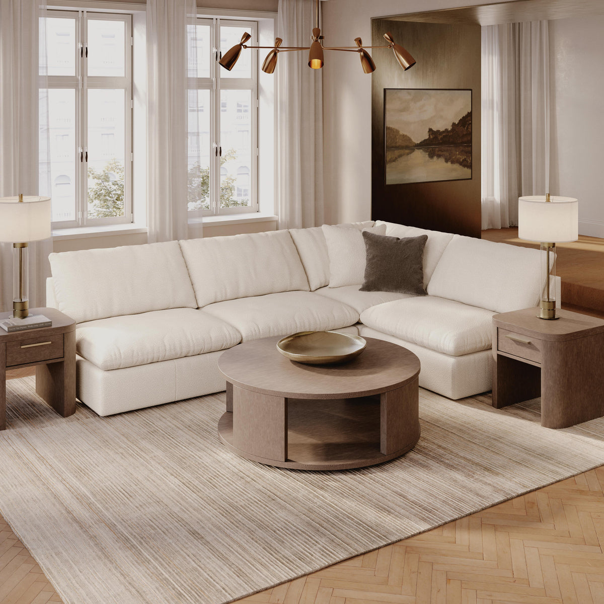 Belmoure 4-Piece Sectional in Oyster Velvet